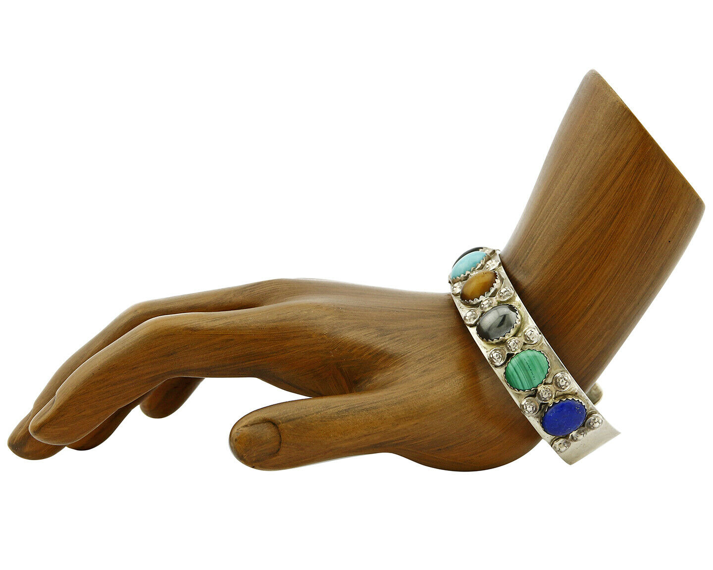 Women's Navajo Gemstone Bracelet .925 Silver Handmade Cuff C.1980's