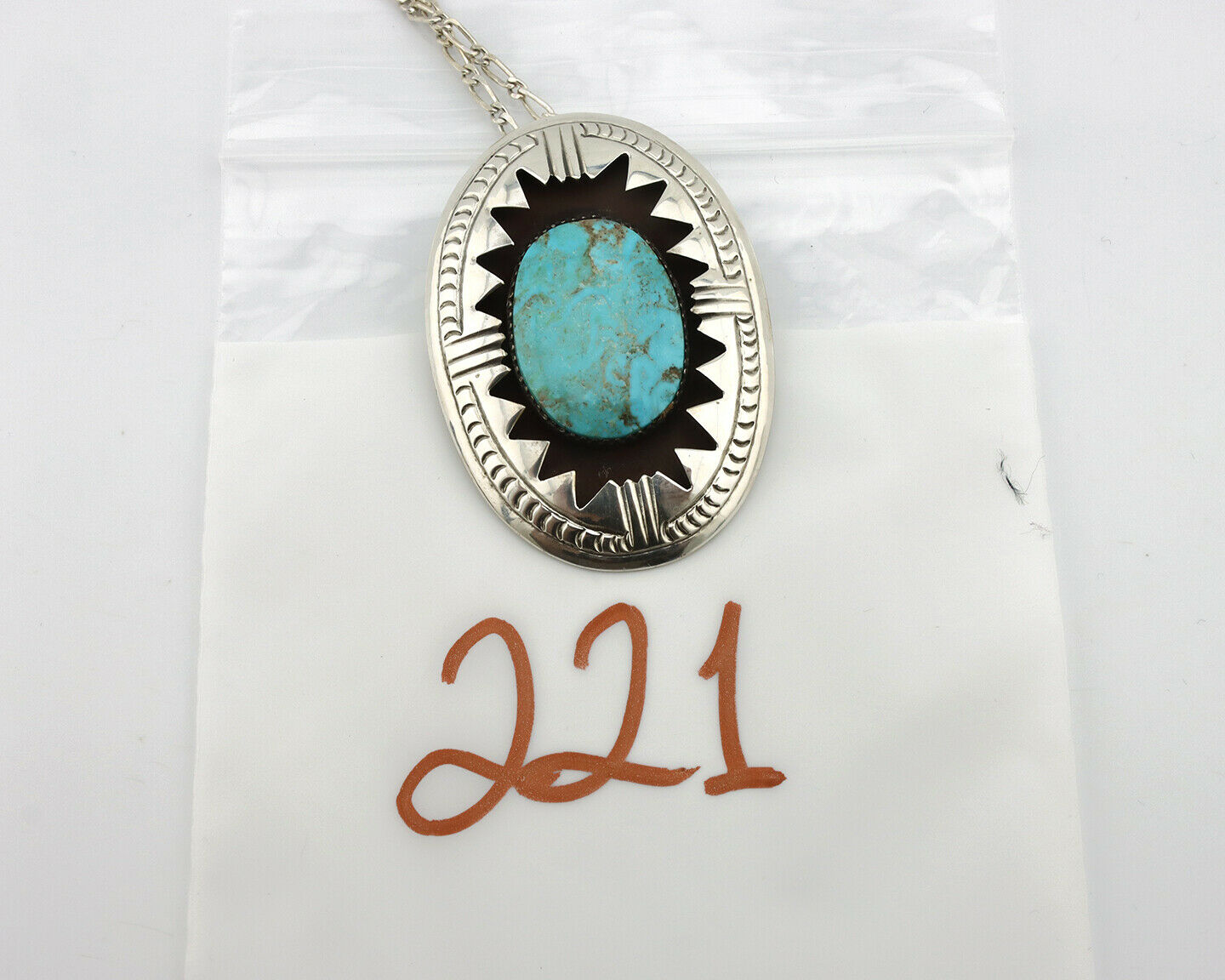 Navajo Pendant .925 Silver Morenci Turquoise Native American C.80's