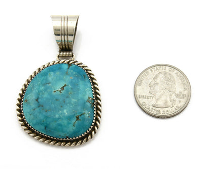 Navajo Pendant Turquoise Mountain .925 Silver Signed LTB C.80's