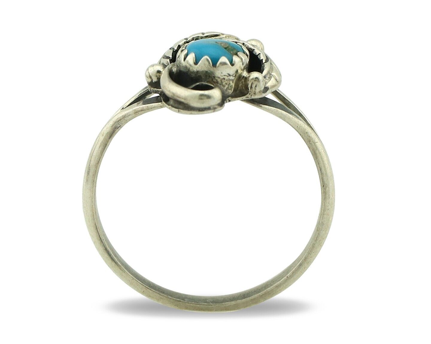 Navajo Ring .925 Silver Blue Gem Turquoise Native American Artist C.80's