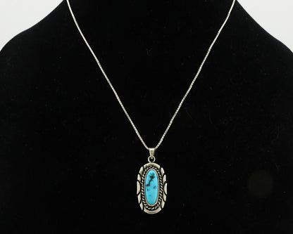 Navajo Necklace 925 Silver Sleeping Beauty Turquoise Signed M Montoya C.80's