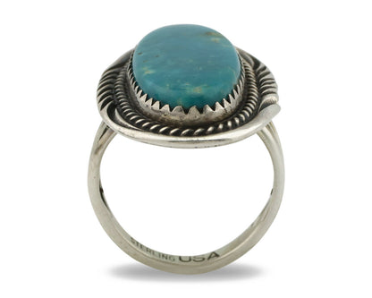 Navajo Ring .925 Silver Kingman Turquoise Native American Artist C.80's