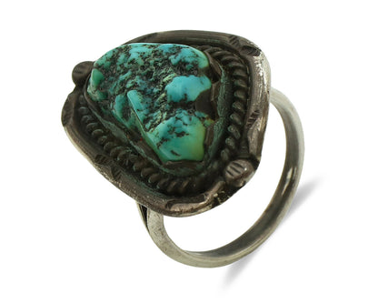 Navajo Ring .925 Silver Blue Turquoise Native American Artist C.80's