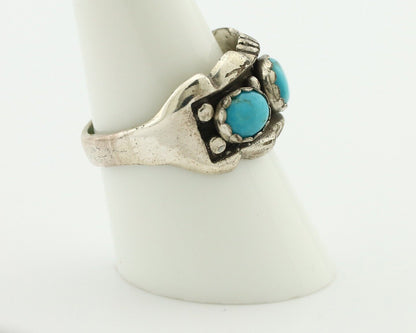 Navajo Ring .925 Silver Natural Blue Turquoise Native American Artist C.80's