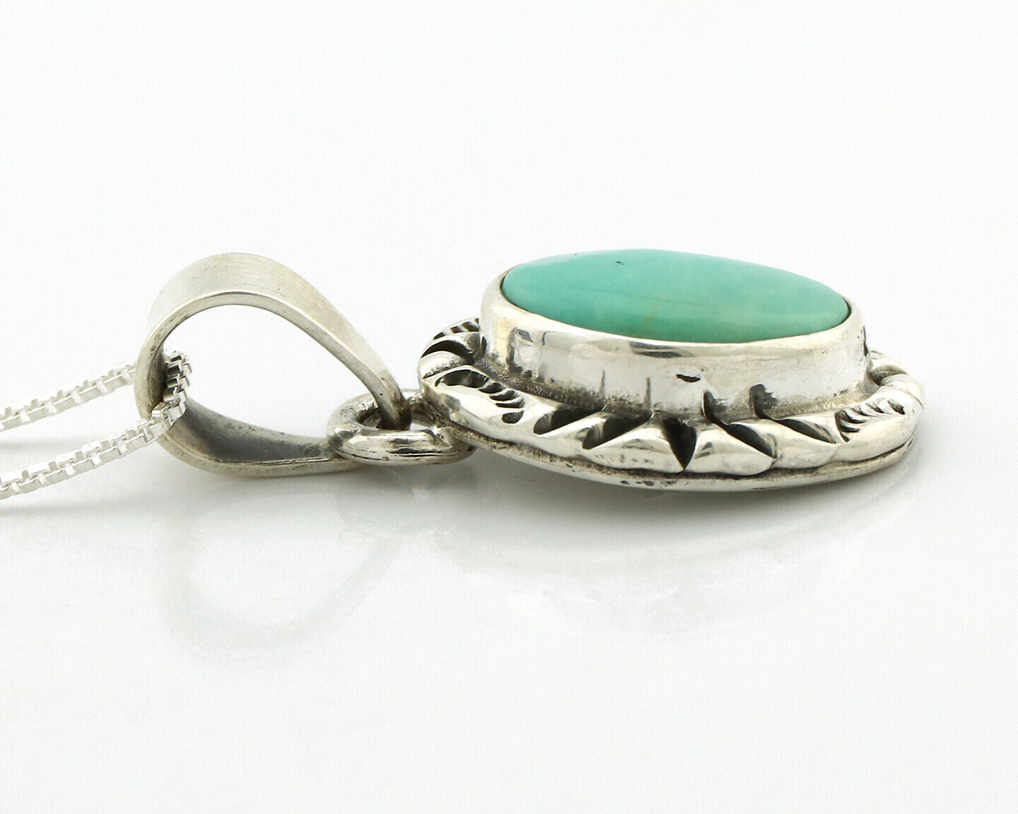 Navajo Necklace 925 Silver Kingman Turquoise Artist Signed Gecko C.80's