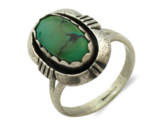 Navajo Ring .925 Silver Turquoise Mountain Native American Artist C.1980's