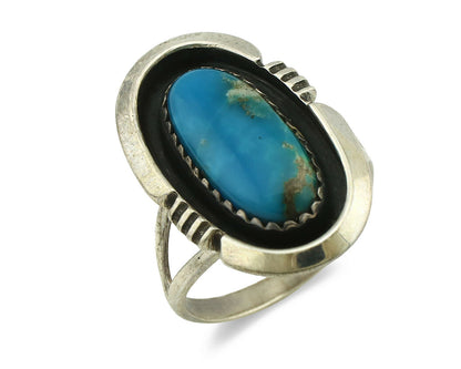 Navajo Ring .925 Silver Natural Turquoise Native American Artist C.80's