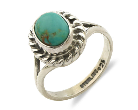 Navajo Ring .925 Silver Kingman Turquoise Artist Signed Gecko C.90's