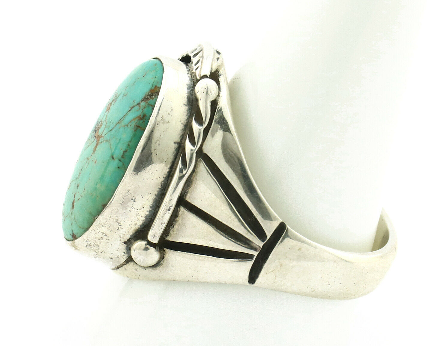 Navajo Ring .925 Silver Green Southwest Turquoise Native Artist C.80's