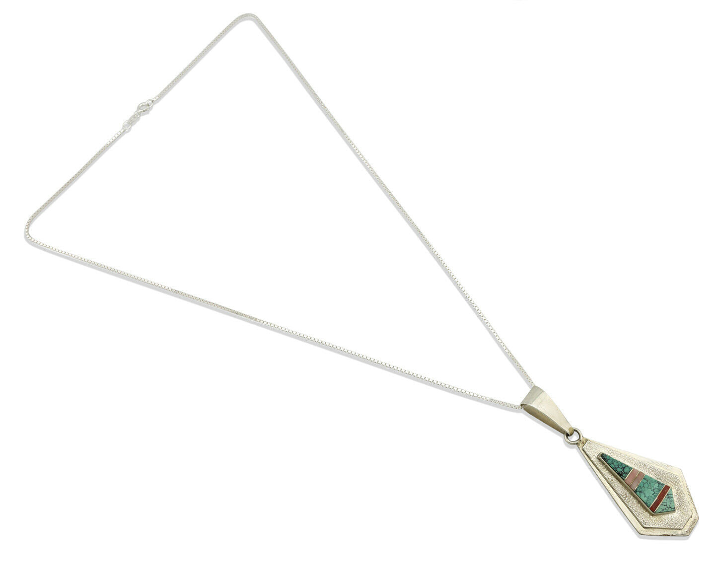 Navajo Necklace .925 Silver Spiderweb Turquoise Signed FIJ C.80's