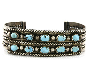 Women's Navajo Bracelet .925 Silver Natural Turquoise Cuff C.80's Handmade