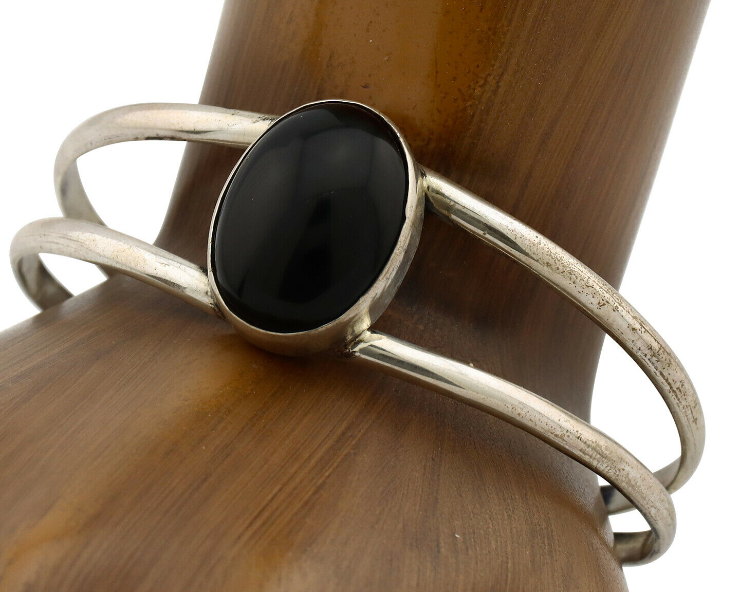 Navajo Bracelet .925 Silver Natural Black Onyx Artist Signed M C.1980's