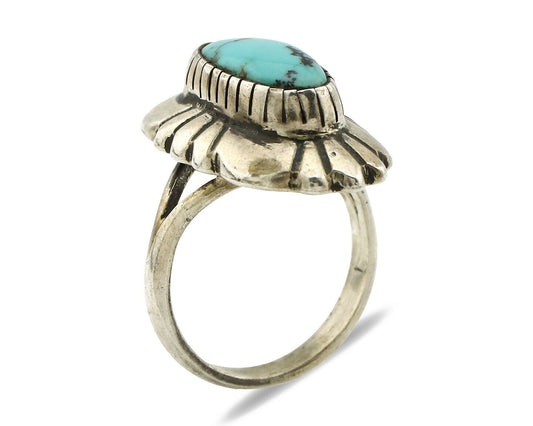 Navajo Ring .925 Silver Arizona Turquoise Signed M Montoya C.80's
