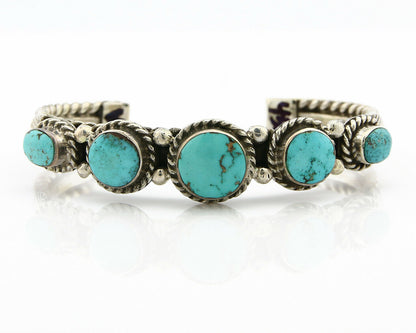 Navajo Natural Blue Turquoise Bracelet .925 Silver Signed PC C.80's