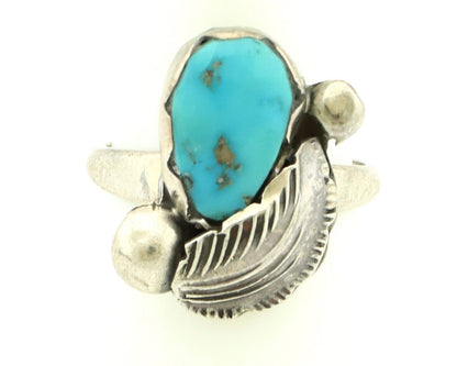 Zuni Ring 925 Silver Natural Blue Gem Turquoise Artist Signed Simplicio C.80's