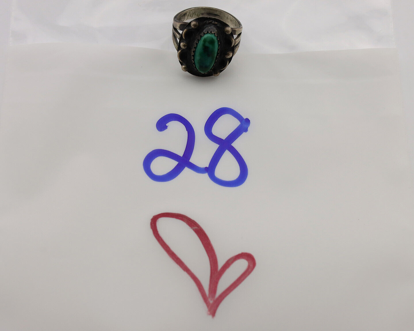 Navajo Ring .925 Silver Royston Turquoise Artist Signed F C.80's