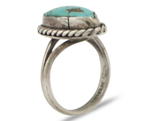 Navajo Handmade Ring 925 Silver Kingman Turquoise Native Artist C.80's