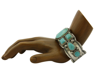 Navajo Bracelet .925 Silver South West Turquoise Artist Native American C.80's