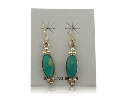 Navajo Earrings 925 Silver Blue Gem Turquoise Native American Artist C.80's