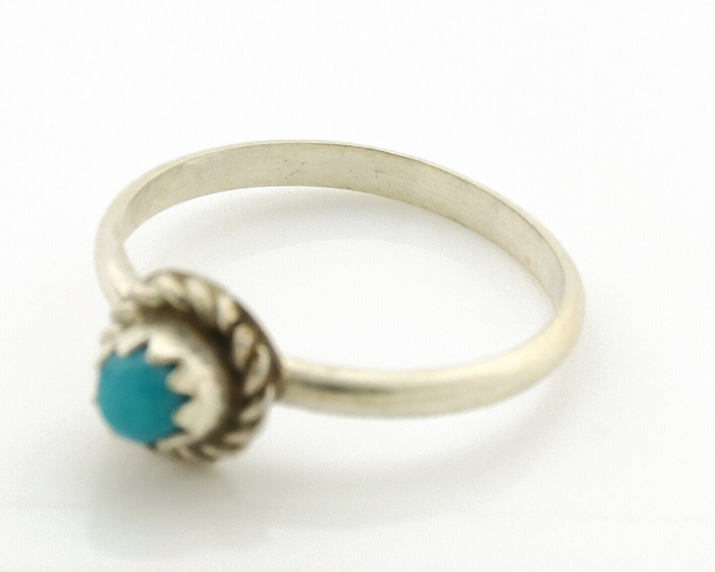 Navajo Ring .925 Silver Blue Turquoise Size 2.50 Native Artist C.1980s