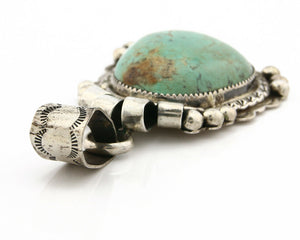 Navajo Kingman Turquoise Pendant .925 Silver Native American Artist C.80's
