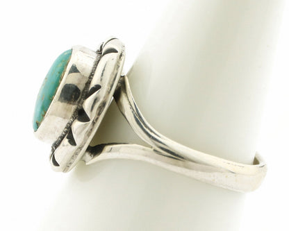 Navajo Ring .925 Silver Kingman Turquoise Artist Signed Gecko C.90's