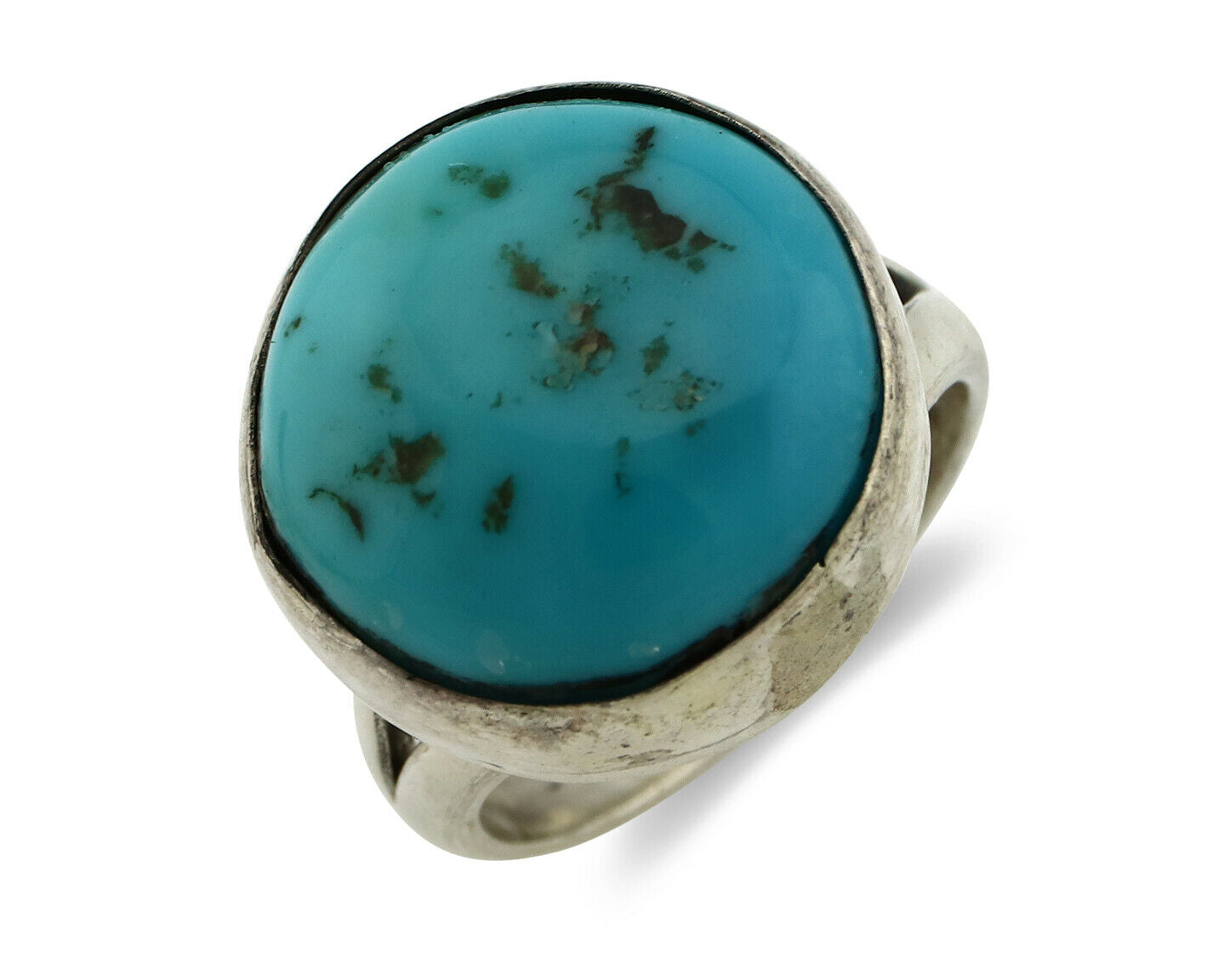 Navajo Ring .925 Silver Natural Blue Turquoise Signed Apache C.80's