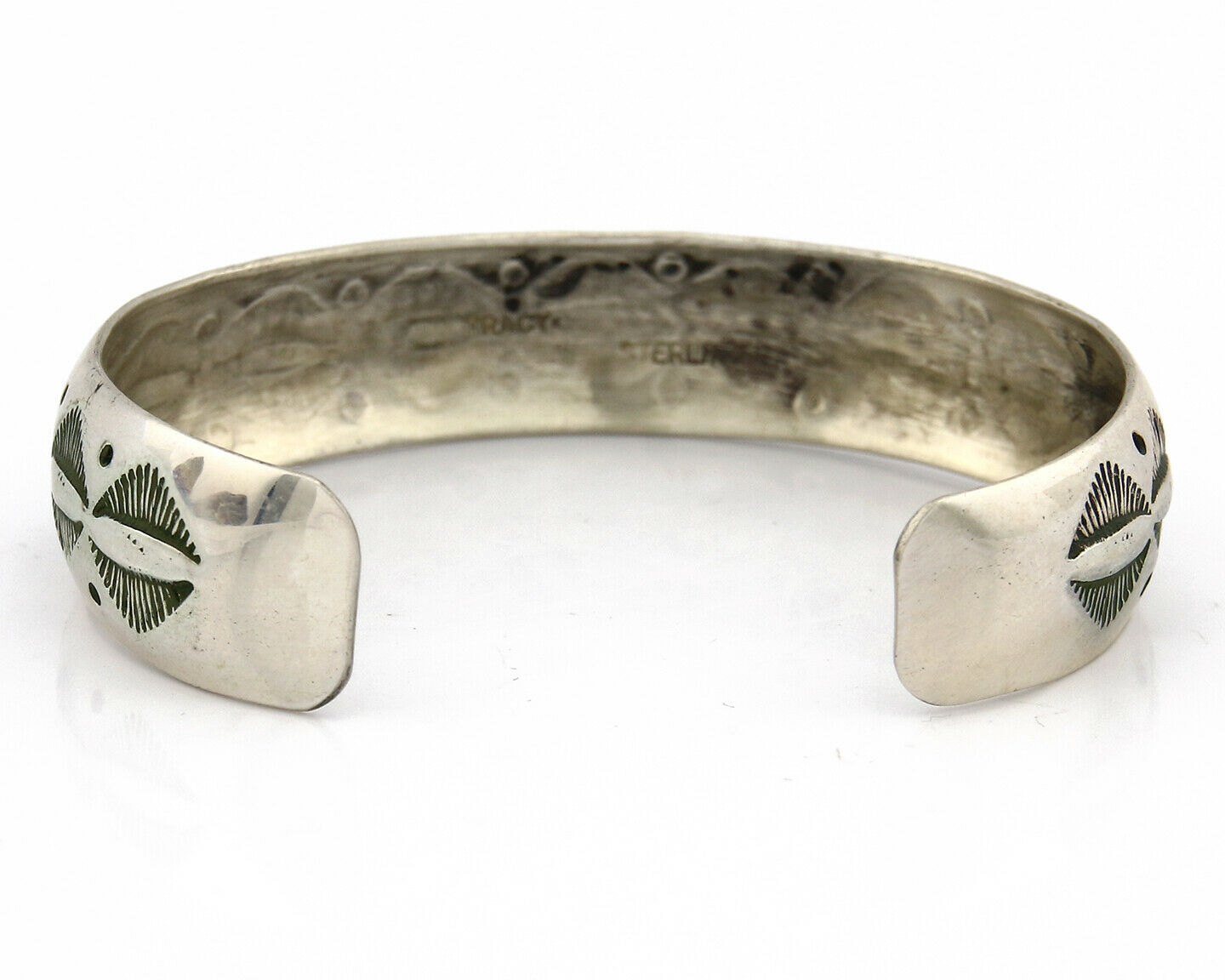 Navajo Bracelet .925 Silver Hand Stamped Artist Signed Tracy C.80's