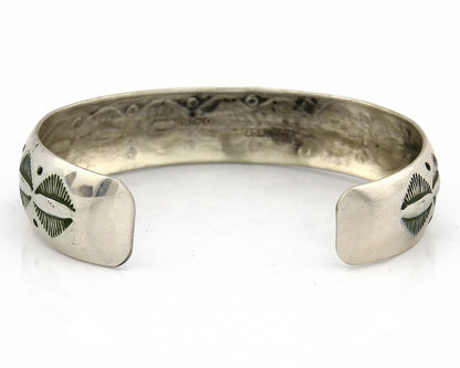 Navajo Bracelet .925 Silver Hand Stamped Artist Signed Tracy C.80's