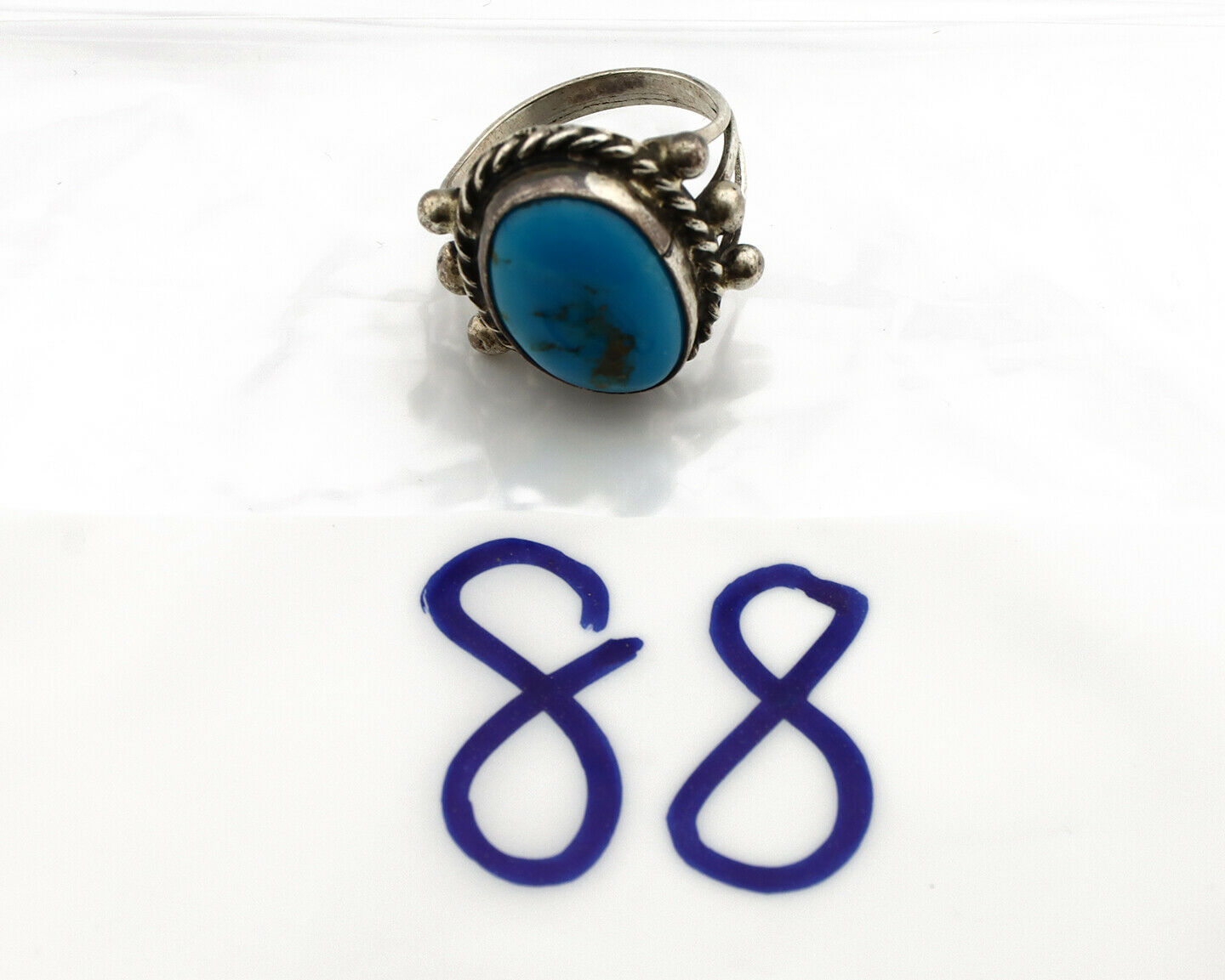 Navajo Ring .925 Silver Arizona Turquoise Handmade Signed MC C80s