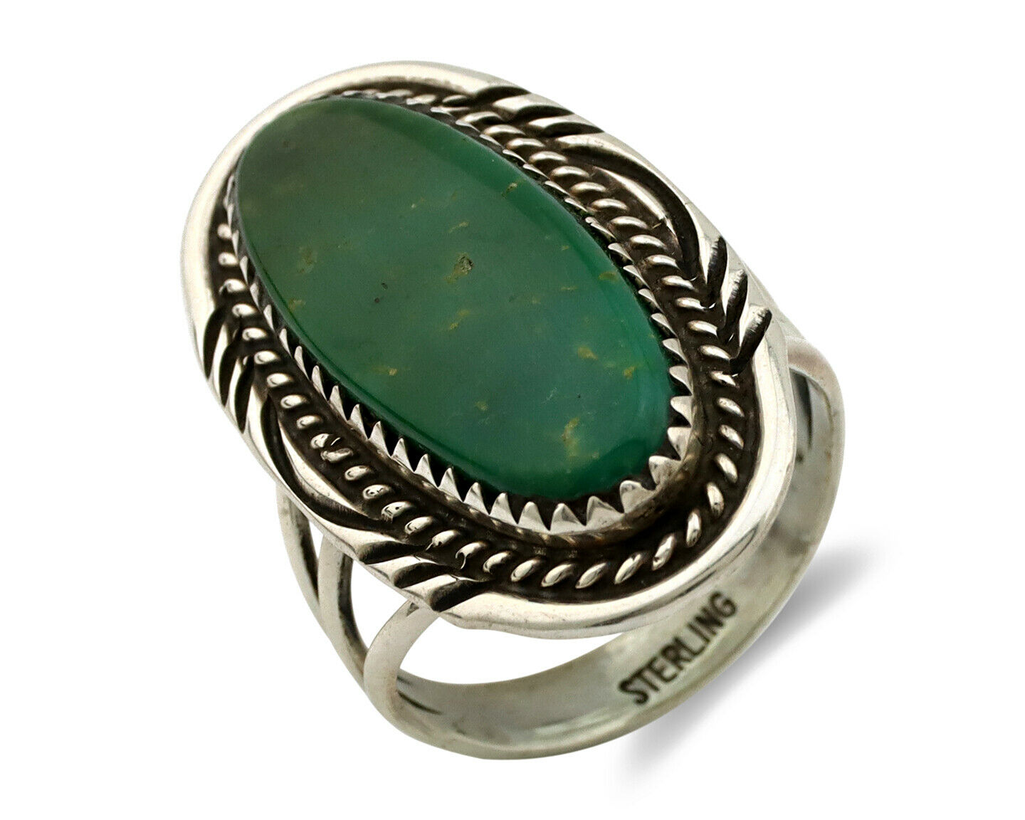 Navajo Ring .925 Silver Kingman Turquoise Native American Artist C.80's