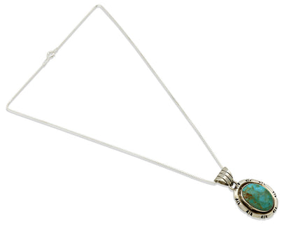 Navajo Necklace .925 Silver Kingman Turquoise Signed UP C.1980's