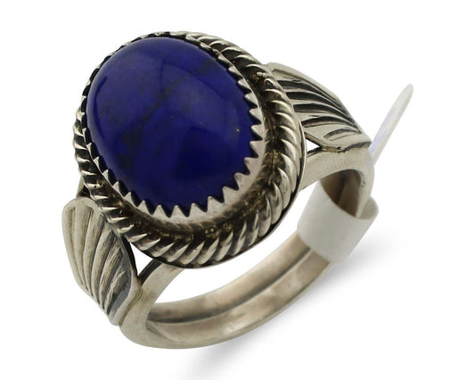 Navajo Ring 925 Silver Lapis Hand Stamped Native American Artist C.80's