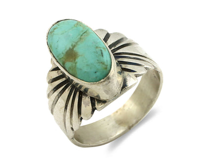 Navajo Ring .925 Silver Kingman Turquoise Artist Signed Apache C.80's