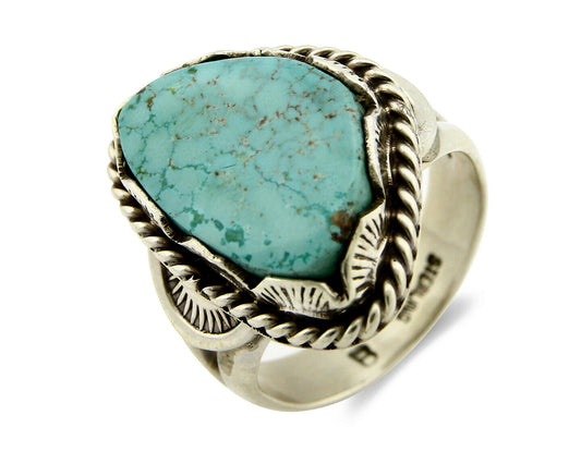Navajo Turquoise Ring .925 Silver Handmade Signed Begay C.80's