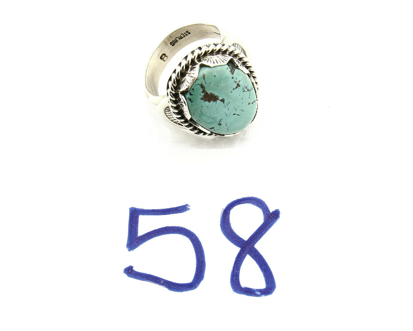 Navajo Turquoise Ring .925 Silver Handmade Signed Artist Begay C.80's