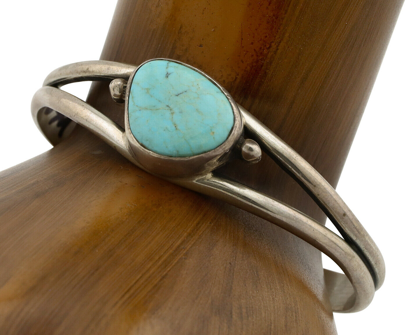 Navajo Bracelet .925 Silver Kingman Turquoise Native American Artist C.80's