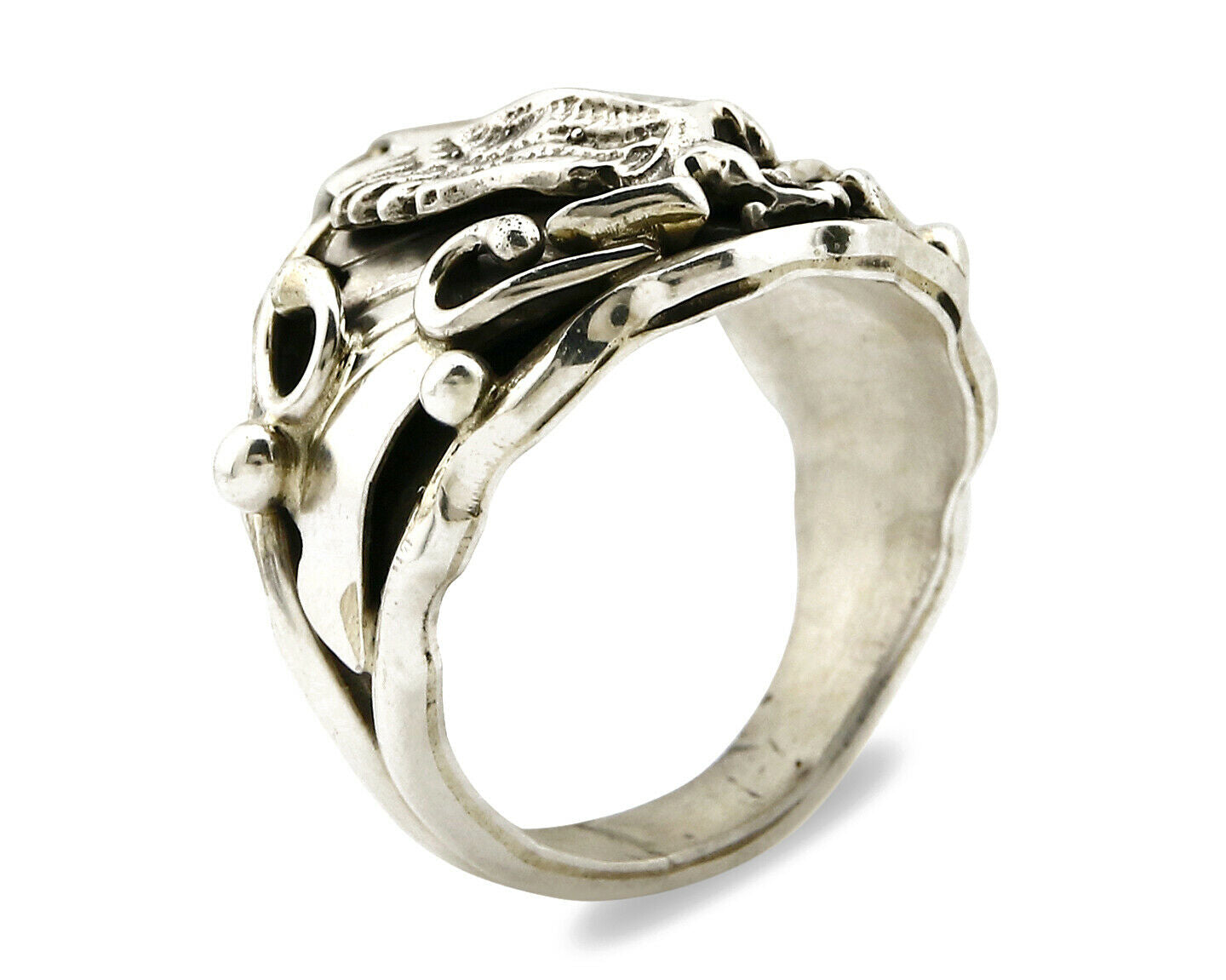 Navajo Eagle Ring .925 SOLID Silver Handmade Signed Artist S Circa 1980's