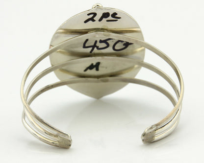 Navajo Malachite Bracelet SOLID .925 Silver Signed Artist KH C.80's