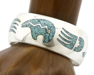 Women's Navajo Bracelet .925 Silver Sleeping Beauty Turquoise Inlaid JT C.80's