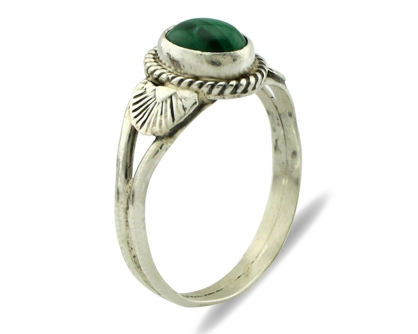 Navajo Ring 925 Silver Natural Mined Malachite Native American Artist C.80's