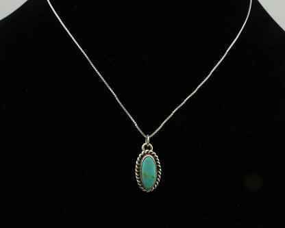 Navajo Necklace .925 Silver Arizona Turquoise Signed Gecko C.1980's