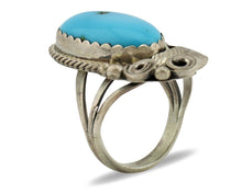 Navajo Ring 925 Silver Sleeping Beauty Turquoise Signed Justin Morris C.80's