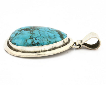 Navajo Pendant .925 Silver Turquoise Mountain Signed Native C.80's