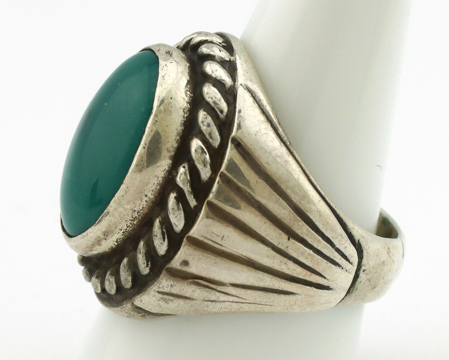 Navajo Ring .925 Silver Green Turquoise Artist C Montoya Circa.80's