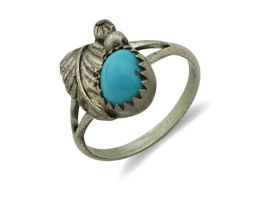 Navajo Ring .925 Silver Natural Blue Mined Southwest Turquoise Native Artist C80