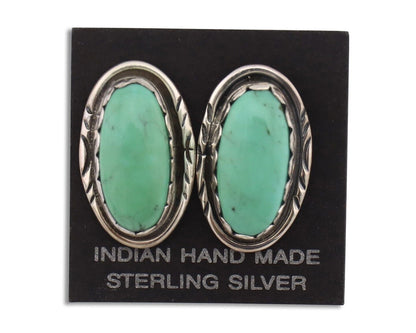 Navajo Earrings 925 Silver Manassas Turquoise Native American Artist C.90's