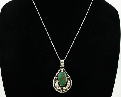 Navajo Necklace .925 Silver Royston Turquoise Signed Tepee C.1980's