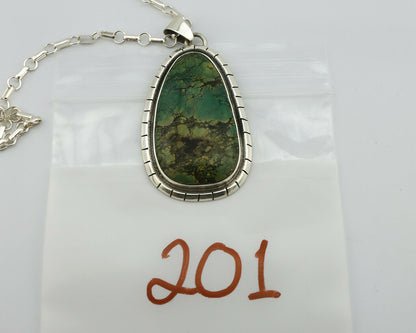 Navajo Pendant .925 Silver Green Turquoise Native American C.80's