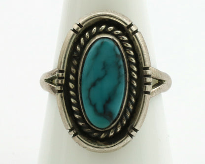 Navajo Ring .925 Silver Blue Turquoise Artist Signed B C.1980's